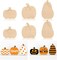 6 Pieces Fall Pumpkin Wooden Cutouts with Ropes 3 Designs Unfinished Pumpkin Shaped Table Wooden Signs for Fall Thanksgiving Halloween Tiered Tray Decor: Home, Kitchen, and Office DIY Craft